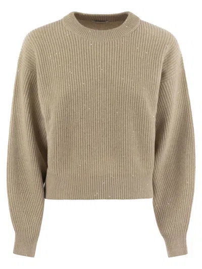 BRUNELLO CUCINELLI BRUNELLO CUCINELLI WOMEN DAZZLING RIBBED SWEATER IN CASHMERE AND WOOL