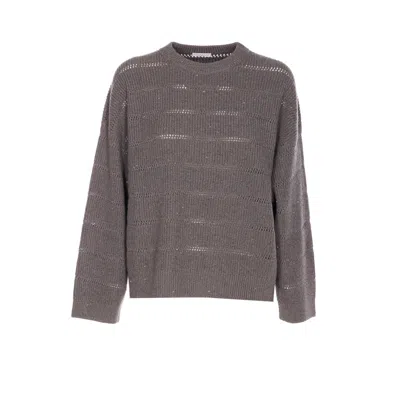 BRUNELLO CUCINELLI BRUNELLO CUCINELLI WOMEN DAZZLING SHIRT WITH OPENWORK STRIPE