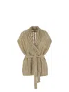 Brunello Cucinelli Dazzling Silk And Linen Perforated Rib Cardigan
