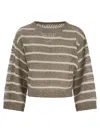 Brunello Cucinelli Dazzling Striped Net Linen Jersey