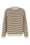 Brunello Cucinelli Sequin-embellished Striped Cotton-blend Sweater In Brown