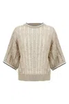 Brunello Cucinelli Dazzling Sweater Sweaters And Cardigans Beige In Cream