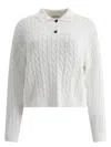 Brunello Cucinelli Cable Knit Polo Sweater In White