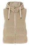 Brunello Cucinelli Cotton Knit Vest With Down Padding And Removable Hood In White