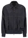 Brunello Cucinelli Denim-effect Twill Bomber Jacket With Shiny Zip