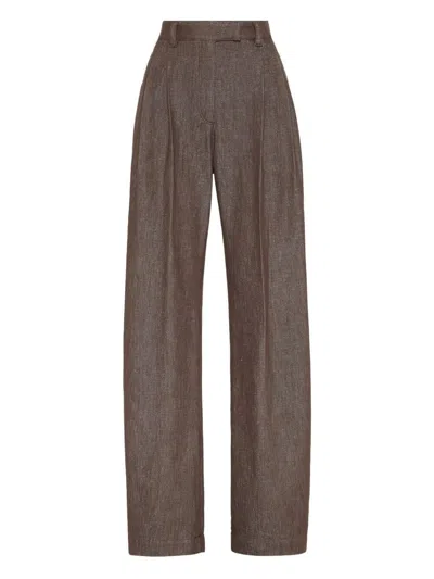 Brunello Cucinelli Women Denim Pants In Brown