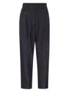 Brunello Cucinelli Straight Leg Trousers With Contrast Stitching In Blue