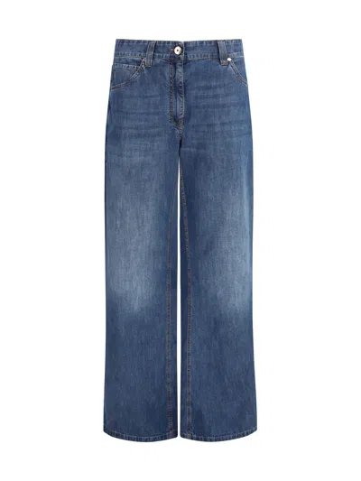 Brunello Cucinelli Mid-rise Wide-leg Jeans In Blue