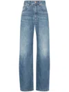 Brunello Cucinelli Wide-leg Blue Jeans With Whiskering Effect And Classic Five-pocket Design In Blue