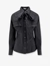 Brunello Cucinelli Long-sleeved Denim Shirt With Bow In Blue