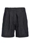 Brunello Cucinelli Cotton Denim Shorts With Monile Detailing In Blue