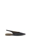 Brunello Cucinelli Monili Pointed Toe Slingback Flat In Blue
