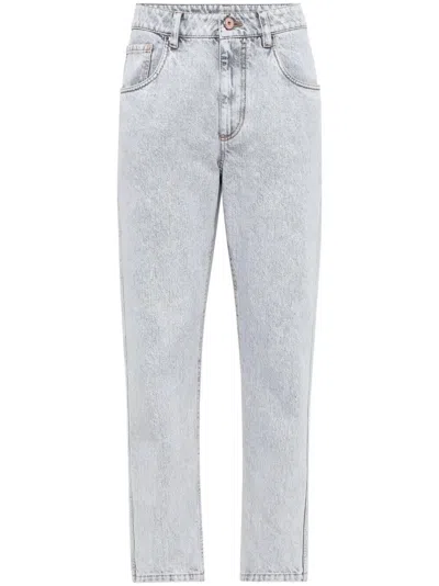 Brunello Cucinelli Women Denim Straight Pants With `shiny` Bartack