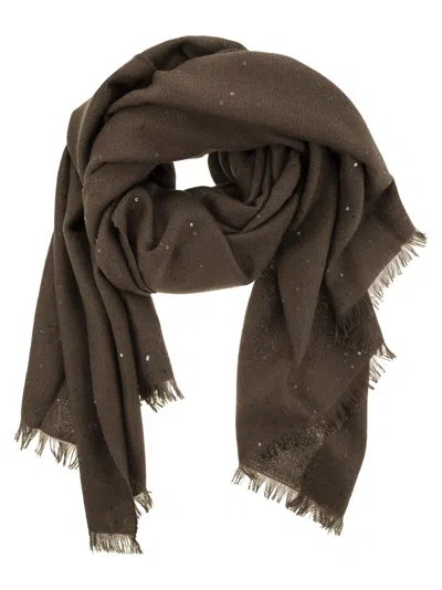 Brunello Cucinelli Women Diamond Cashmere And Silk Scarf In Brown