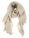 Brunello Cucinelli Sparkling Cashmere And Silk Scarf In Cream