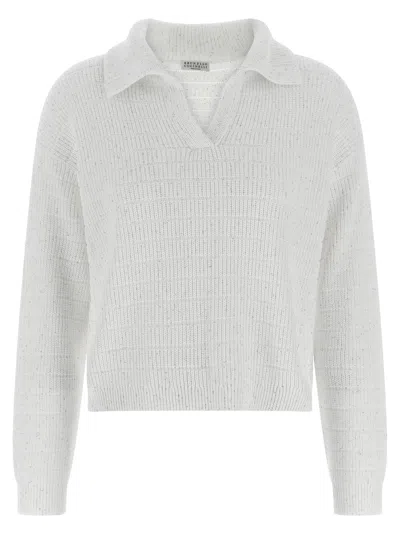 Brunello Cucinelli Women Diamond Cotton Polo Shirt In Multi