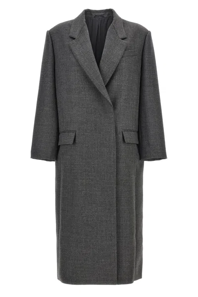 Brunello Cucinelli Women Double-breasted Coat In Gray