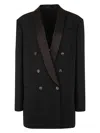 Brunello Cucinelli Jacket Double Breasted Satin Lapel In Black