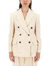 Brunello Cucinelli Double-breasted Jacket With Luxurious Cotton-wool Blend And Elegant Detailing In White