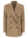 Brunello Cucinelli Double-breasted Jacket With Necklace In Brown