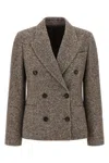 Brunello Cucinelli Wool Double-breasted Jacket With Front Pockets In Brown