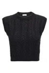 Brunello Cucinelli Black Dazzling Double Cable Knit Vest