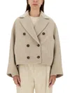 Brunello Cucinelli Women Double Woven Wool And Cashmere Caban In Neutral
