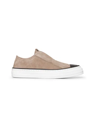Brunello Cucinelli Women Dove Grey Suede Precious Toe Sneakers