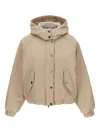 Brunello Cucinelli Cropped High Collar Quilted Jacket In Brown