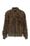 Brunello Cucinelli Dracaena Fringed-details Bomber Jacket In Brown