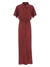 Brunello Cucinelli Fluid Viscose And Linen Twill Dress With Necklace