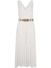 Brunello Cucinelli Twill Dress With Monili In Multicolor