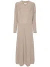 Brunello Cucinelli Ribbed-knit Maxi Dress In Brown