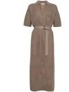 Brunello Cucinelli Knitted Midi Dress Dresses Beige In Multi