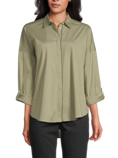 Brunello Cucinelli Women's Drop Shoulder Button Down Shirt In Light Green