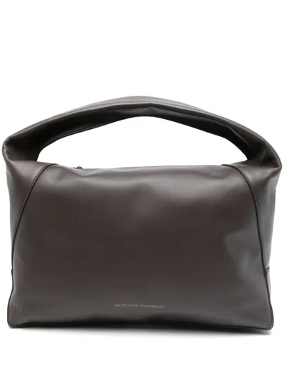 Brunello Cucinelli Women Duo Leather Shoulder Bag In Brown