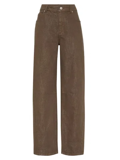 Brunello Cucinelli Dyed Trousers In Brown