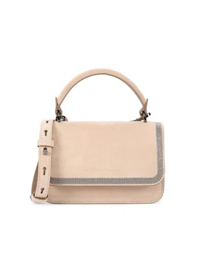 Brunello Cucinelli Women's Embellished Leather Top Handle Bag In Blush Pink