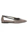 Brunello Cucinelli Women's Embellished Suede Flat Pumps In Gray