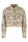 Brunello Cucinelli Collared Neck Cropped Embroidered Blazer In Cream