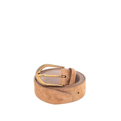 Brunello Cucinelli Women's Emmer Suede Belt With Gold Buckle