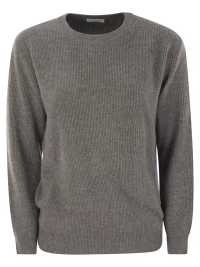 BRUNELLO CUCINELLI BRUNELLO CUCINELLI WOMEN ENGLISH RIB CASHMERE SWEATER WITH MONILE