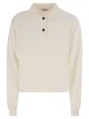 Brunello Cucinelli Women English Rib Cotton Polo-style Jersey With Jewellery In White