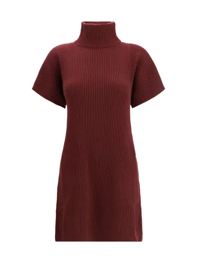 BRUNELLO CUCINELLI BRUNELLO CUCINELLI WOMEN ENGLISH RIB KNIT DRESS IN VIRGIN WOOL CASHMERE AND SILK