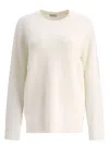 Brunello Cucinelli Cashmere English Rib Sweater With Monili Knitwear White In Neutral