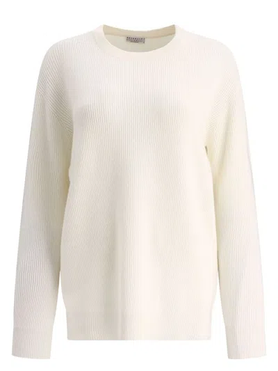 BRUNELLO CUCINELLI WOMEN'S ENGLISH RIBBED CASHMERE SWEATER WITH MONILE