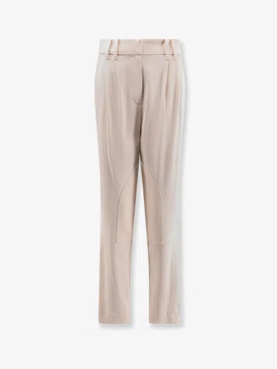 BRUNELLO CUCINELLI BRUNELLO CUCINELLI WOMEN EQUESTRIAN STRETCH VISCOSE AND WOOL TWILL TROUSERS WITH MONILI