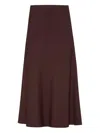 Brunello Cucinelli Women Bordeaux Midi Skirt With High Waist And Flared Hem In Wool Blend Woman In Red