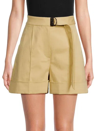 Brunello Cucinelli Women's Flat Front Belted Shorts In Grain Tan