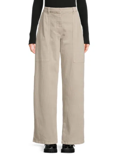 Brunello Cucinelli Women's Flat-front Crop Trousers In Brown
